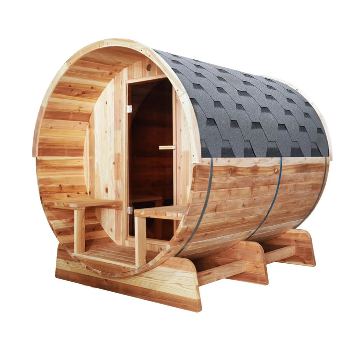 ALEKO 6-8 Person Outdoor/Indoor Red Cedar Barrel Sauna