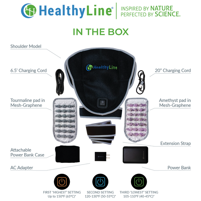 HealthyLine Portable Heated Gemstone Pad - Shoulder Model with Power-bank
