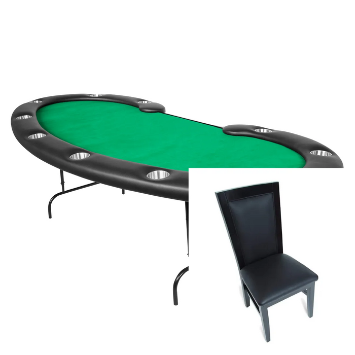 BBO Prestige Folding Leg Oval Poker Table Set With Chairs