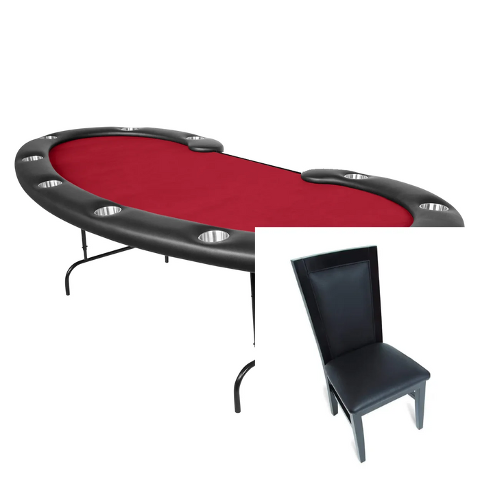 BBO Prestige Folding Leg Oval Poker Table Set With Chairs