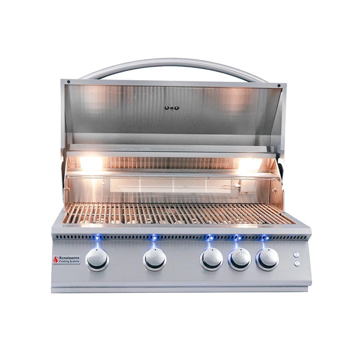 RCS Premier 32 Inch 4-Burner Freestanding Gas Grill With Blue LED