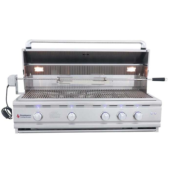 RCS Cutlass Pro 42 Inch Built-In Gas Grill With Rear Infrared Burner, Blue LED & Flame View Window