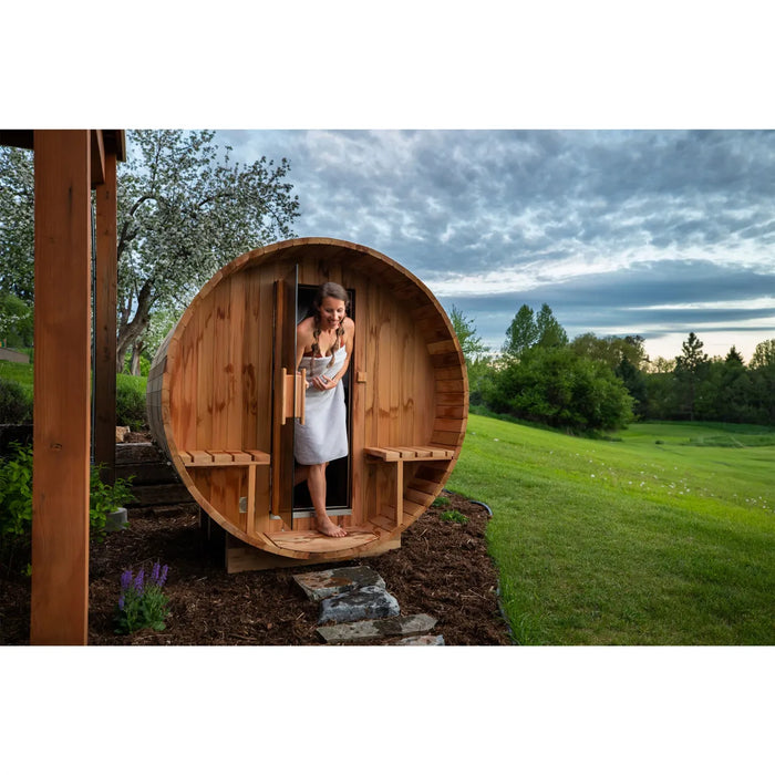 ALEKO 6-8 Person Outdoor/Indoor Red Cedar Barrel Sauna