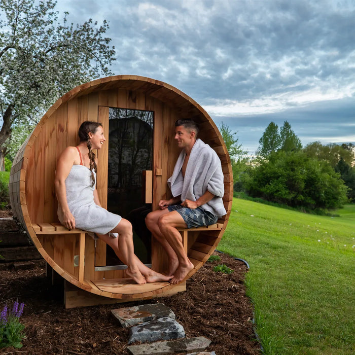 ALEKO 6-8 Person Outdoor/Indoor Red Cedar Barrel Sauna