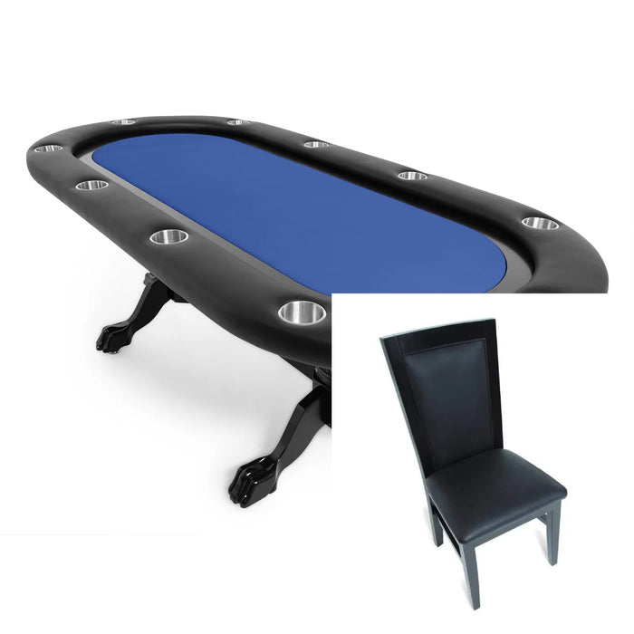 BBO Elite Oval Poker Table Set with Black Racetrack & Chairs