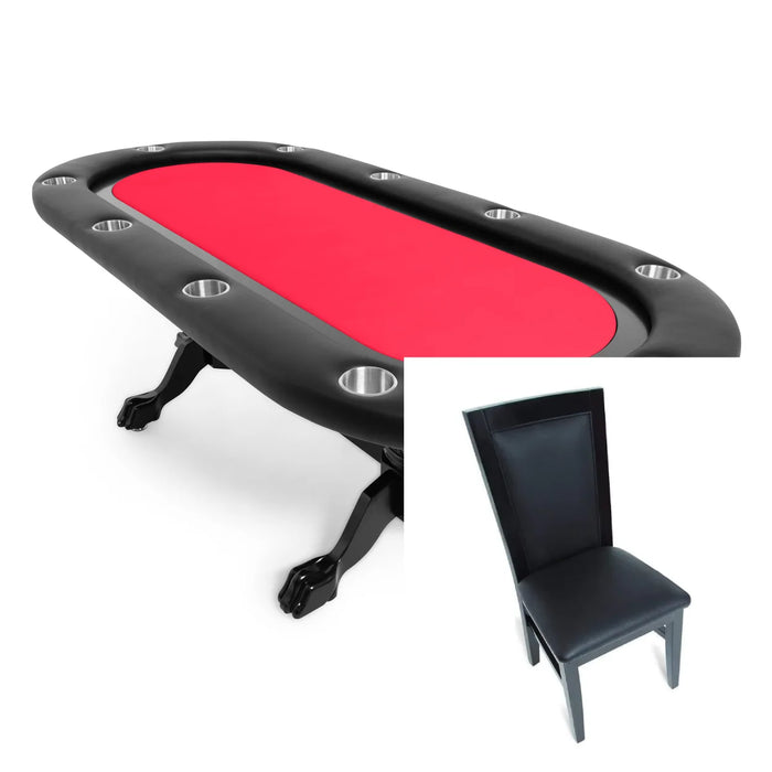 BBO Elite Oval Poker Table Set with Black Racetrack & Chairs
