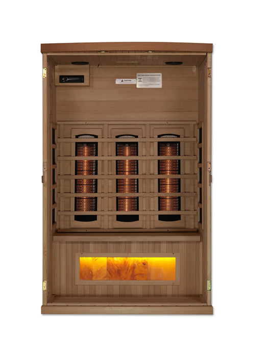 Golden Designs 2 Person Full Spectrum PureTech™ Near Zero EMF FAR Infrared Sauna with Himalayan Salt Bar (Canadian Hemlock)