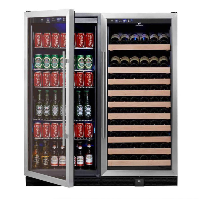 KingsBottle 56" Upright Wine And Beverage Refrigerator Combo With Glass Door