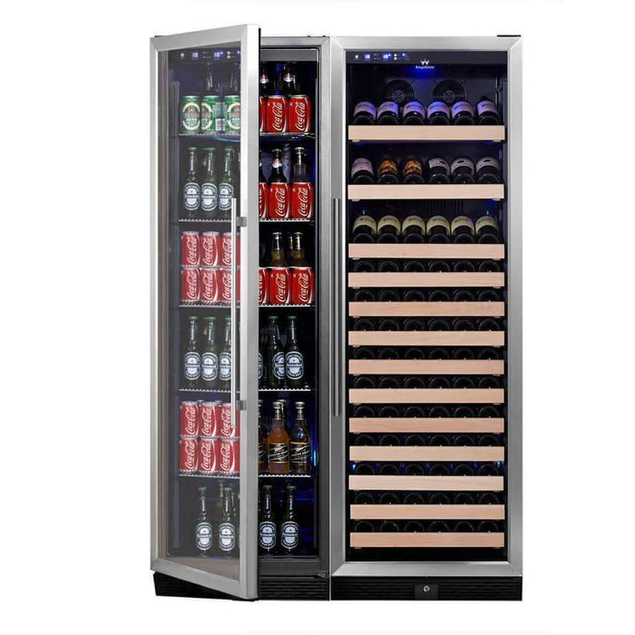 KingsBottle 72" Large Wine And Beverage Cooler Drinks Combo With Clear Door