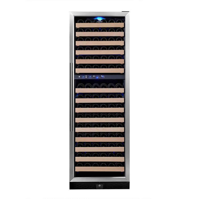 KingsBottle Tall Large Wine Refrigerator With Glass Door With Stainless Steel Trim