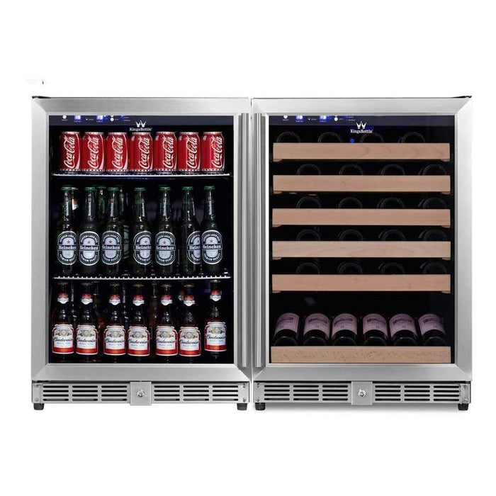 KingsBottle 48 Inch Glass Door Side By Side Wine And Beverage Cooler Combo