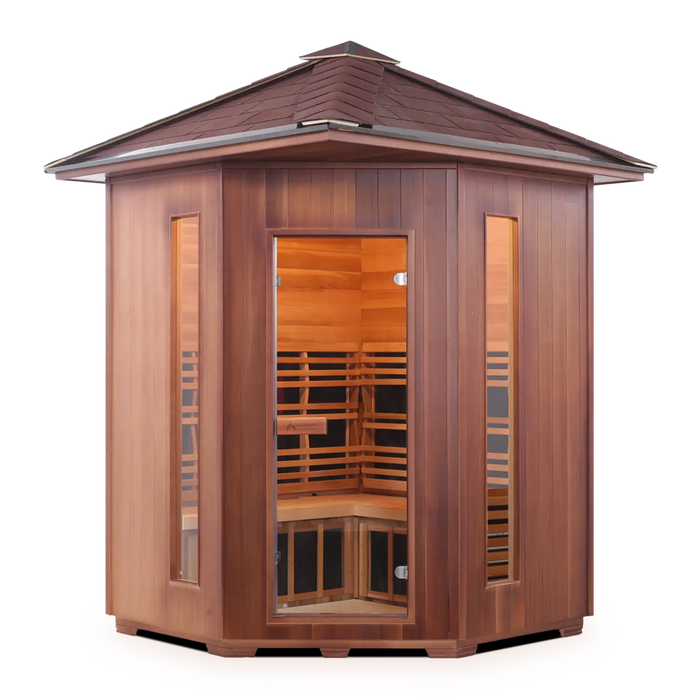 Enlighten DIAMOND 4 Person Corner Outdoor Infrared/Traditional Sauna