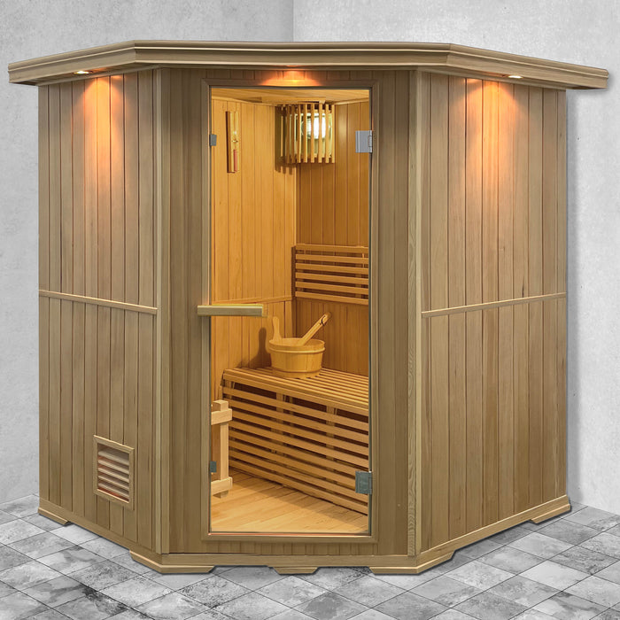 ALEKO 6 Person Canadian Hemlock Wet Dry Indoor Sauna - 6 kW ETL Certified Heater